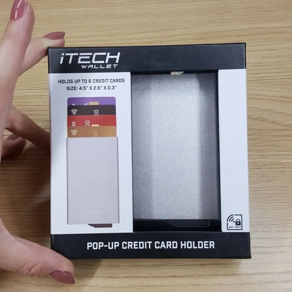 iTech Men's Silver POP UP Credit Card Wallet Holder